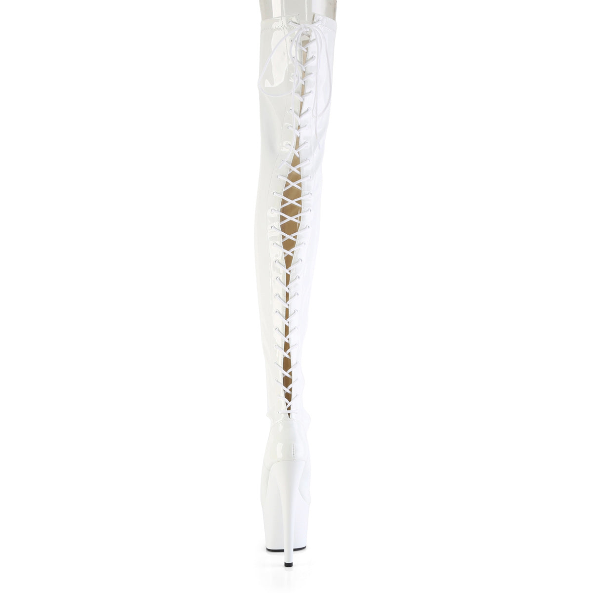 7" Heel, 2 3/4" Pf Lace-Up Back Stretch Thigh Boot, Side Zip Pleaser Pleaser ADORE/3850