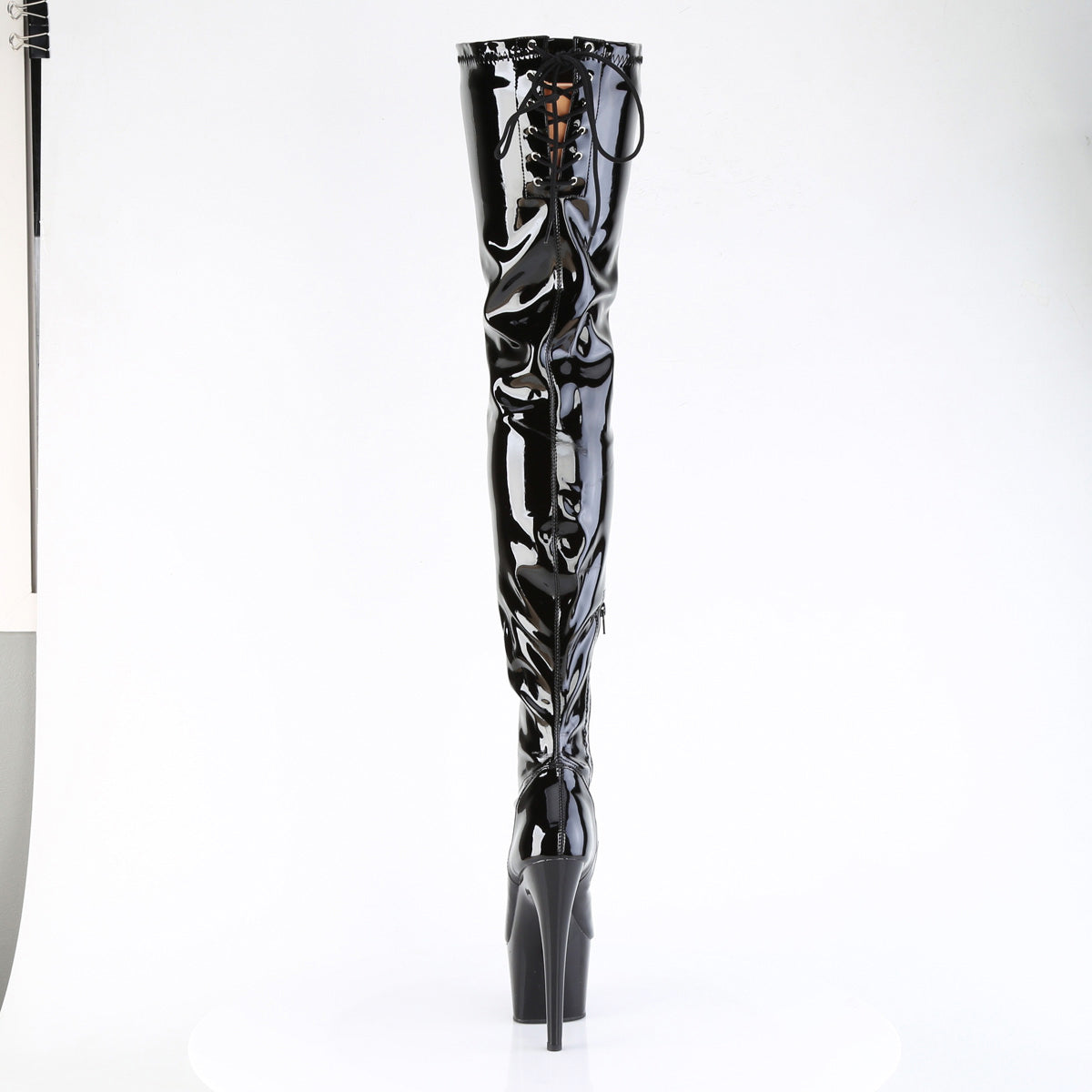 7" Heel, 2 3/4" Pf Lace Back Stretch Crotch Boot, Side Zip Pleaser Pleaser ADORE/4000SLT