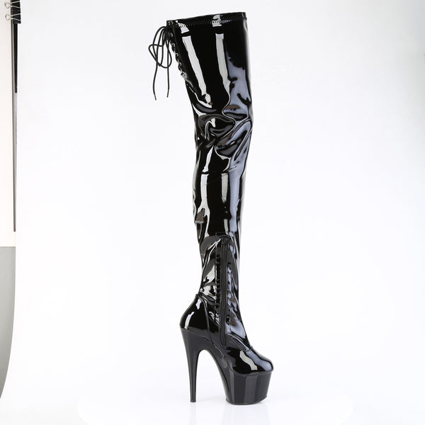 7" Heel, 2 3/4" Pf Lace Back Stretch Crotch Boot, Side Zip Pleaser Pleaser ADORE/4000SLT