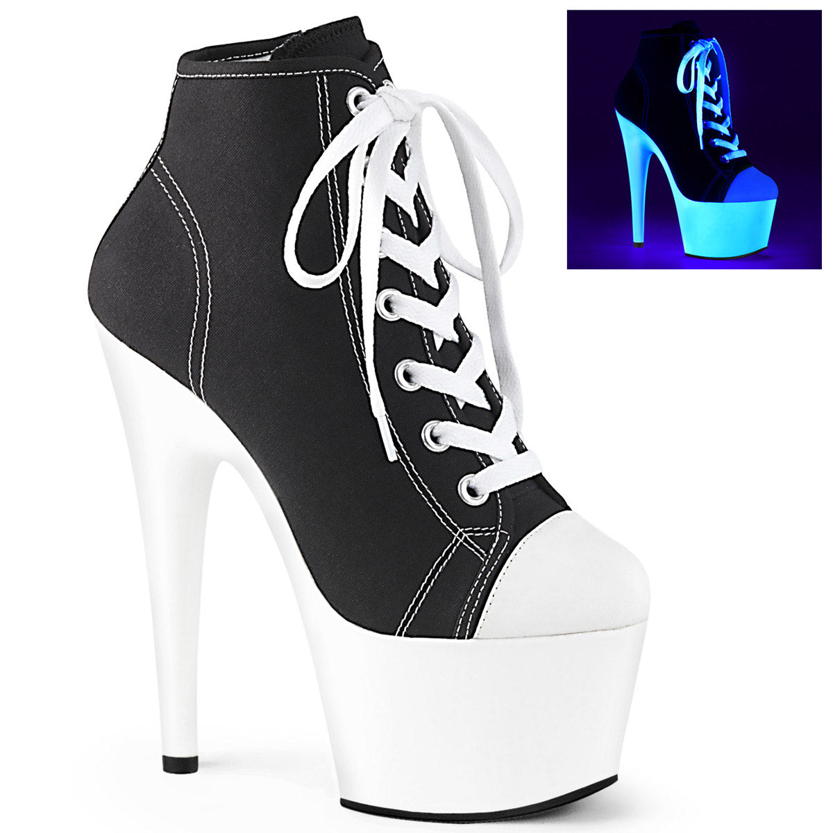 7" Heel, 2 3/4" PF Sneaker, Side Zip Pleaser Pleaser ADORE/700SK/02 Main image