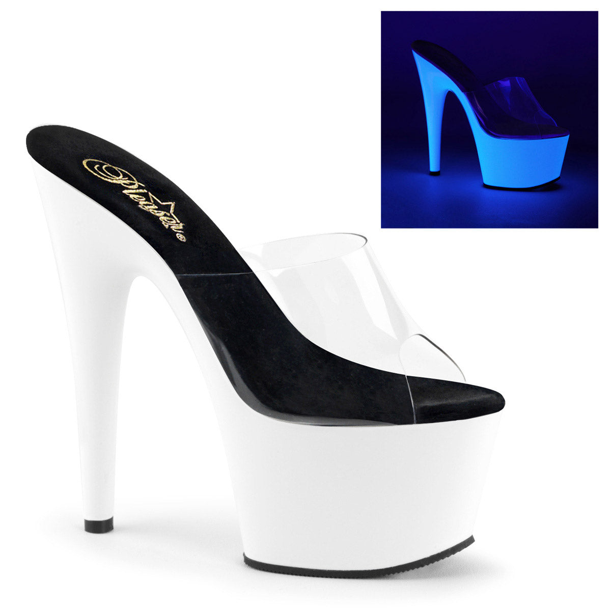 Mesmerizing Neon Platform Stiletto Mule Stripper High Heels Shoes Pleaser Pleaser ADORE/701UV Main image