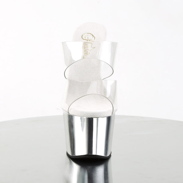 Sexy Double Strap Platform Stiletto Mule Stripper High Heels Shoes Pleaser  ADORE/702