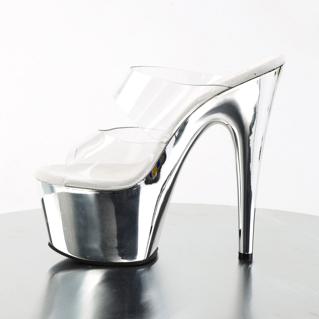 Sexy Double Strap Platform Stiletto Mule Stripper High Heels Shoes Pleaser  ADORE/702
