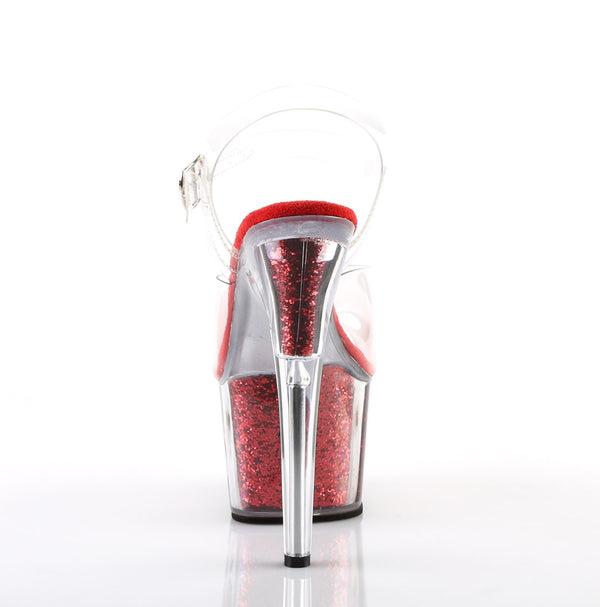 7" Heel, 2 3/4" PF Ankle Strap Sandal w/ Glitter Inserts Pleaser Pleaser ADORE/708G