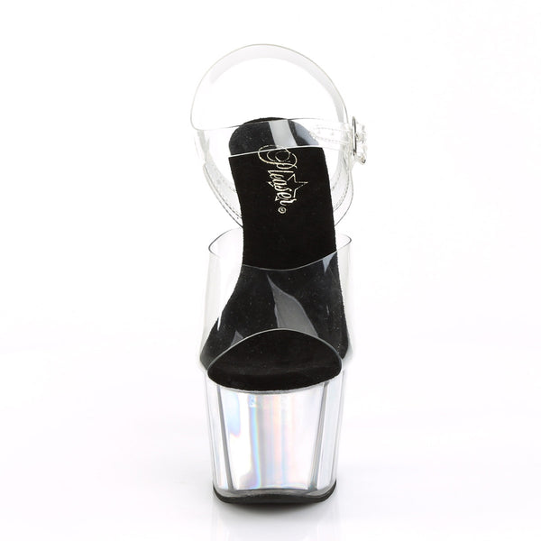 7" Heel, 2 3/4" PF Ankle Strap Sandal w/ Hologram Inserts Pleaser Pleaser ADORE/708HGI