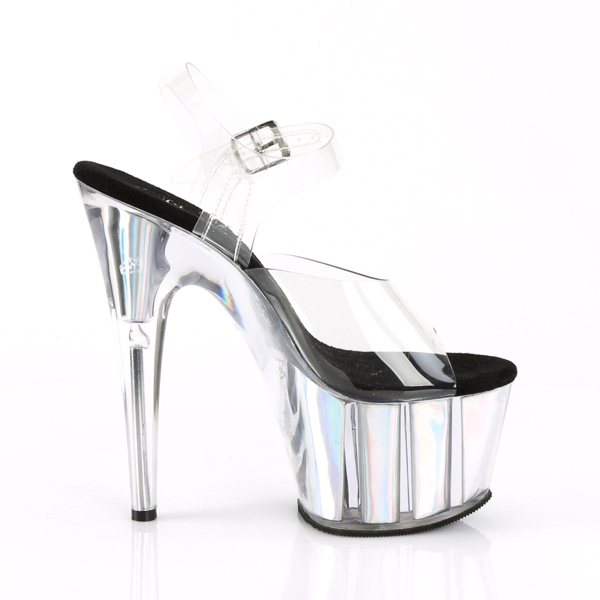 7" Heel, 2 3/4" PF Ankle Strap Sandal w/ Hologram Inserts Pleaser Pleaser ADORE/708HGI