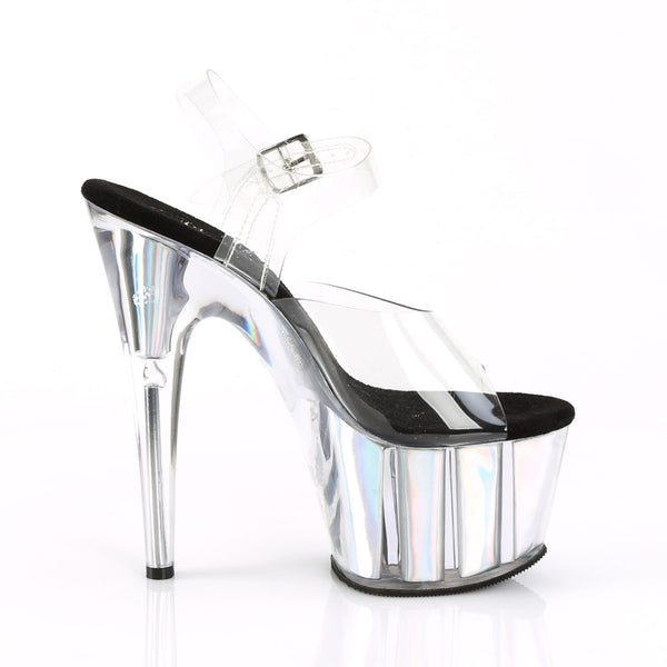 7" Heel, 2 3/4" PF Ankle Strap Sandal w/ Hologram Inserts Pleaser Pleaser ADORE/708HGI