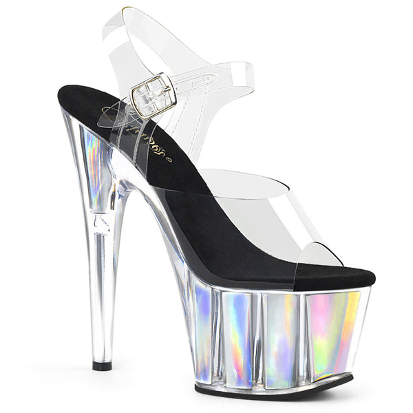 7" Heel, 2 3/4" PF Ankle Strap Sandal w/ Hologram Inserts Pleaser Pleaser ADORE/708HGI