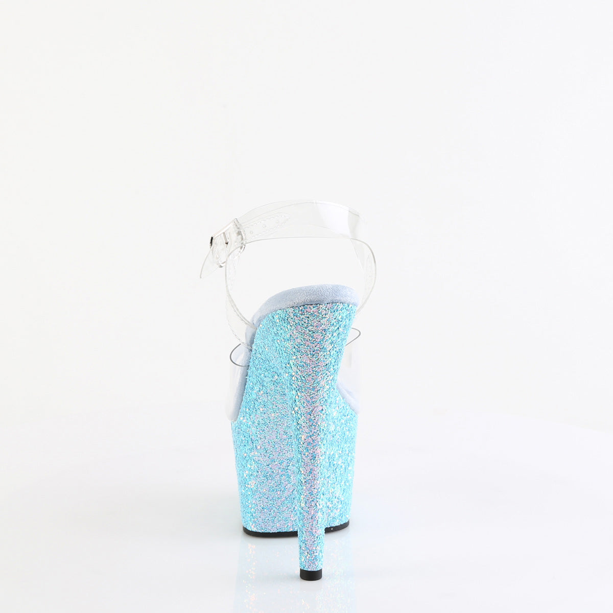 7" Heel, 2 3/4" Pf Ankle Strap Sandal W/ Holo Glitter Bottom Pleaser Pleaser ADORE/708LG