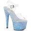 7" Heel, 2 3/4" Pf Ankle Strap Sandal W/ Holo Glitter Bottom Pleaser Pleaser ADORE/708LG