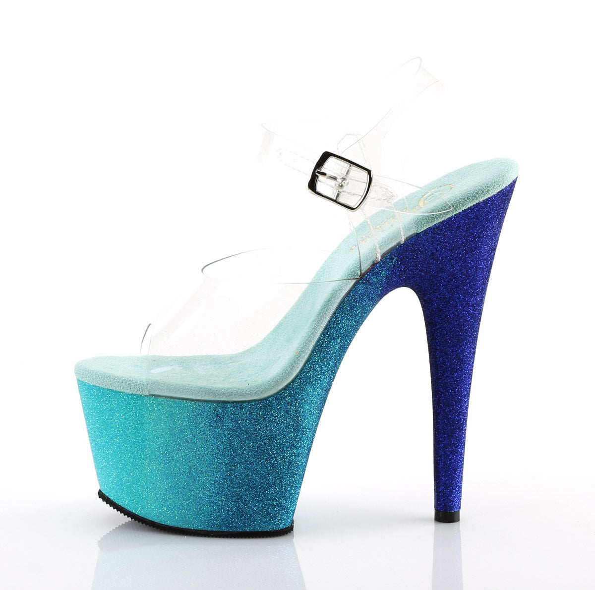7" Heel, 2 3/4" Ombre Glittered PF Ankle Strap Sandal Secondary image