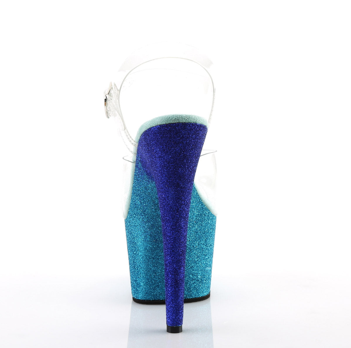 7" Heel, 2 3/4" Ombre Glittered PF Ankle Strap Sandal Pleaser Pleaser ADORE/708OMBRE