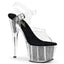 7" Heel, 2 3/4" PF Sandal W/Simulated RS Filled Bottom Clr/Blk SRS Pleaser Pleaser ADORE/708SRS