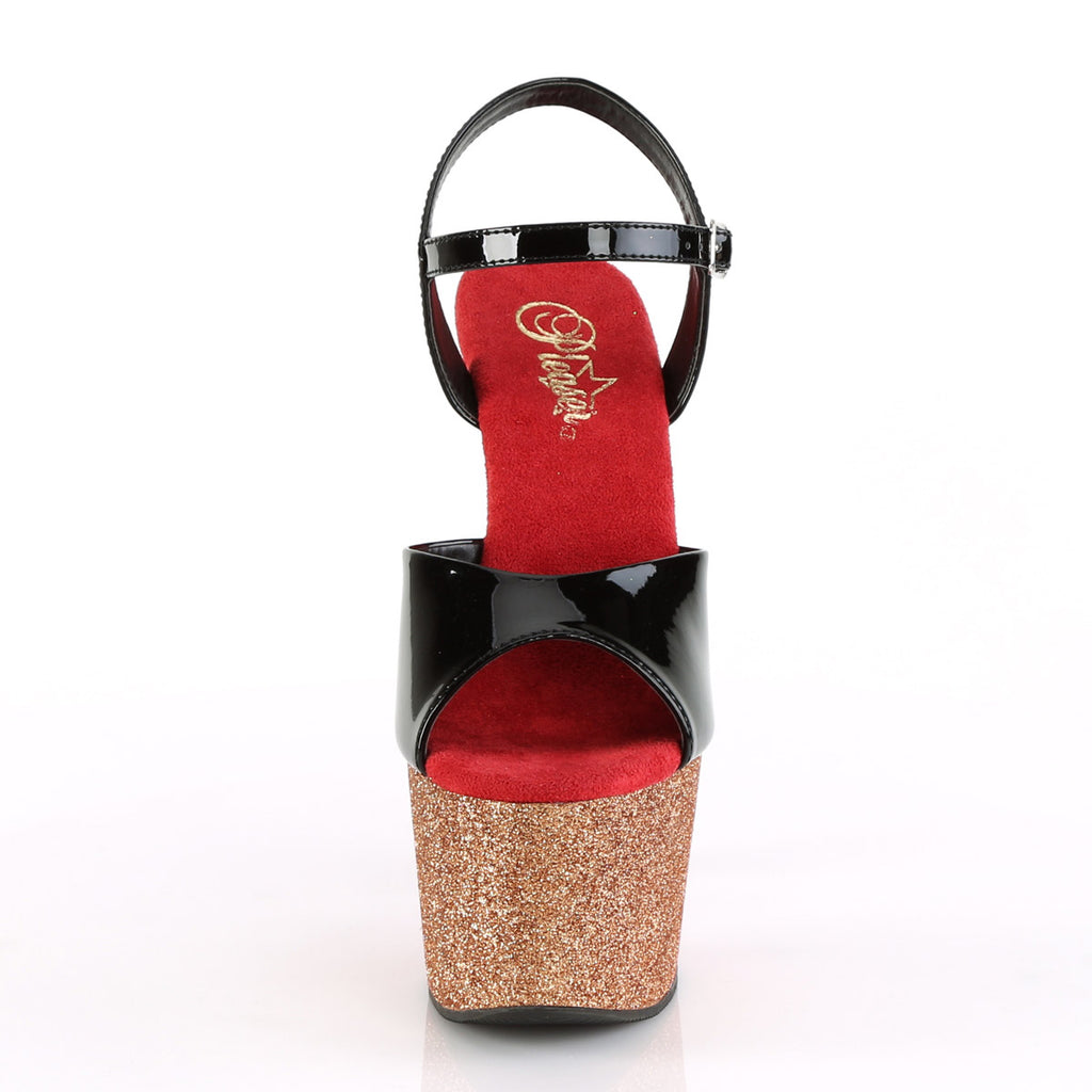 7" Heel, 2 3/4" Ombre Glittered PF Ankle Strap Sandal Pleaser Pleaser ADORE/709OMBRE