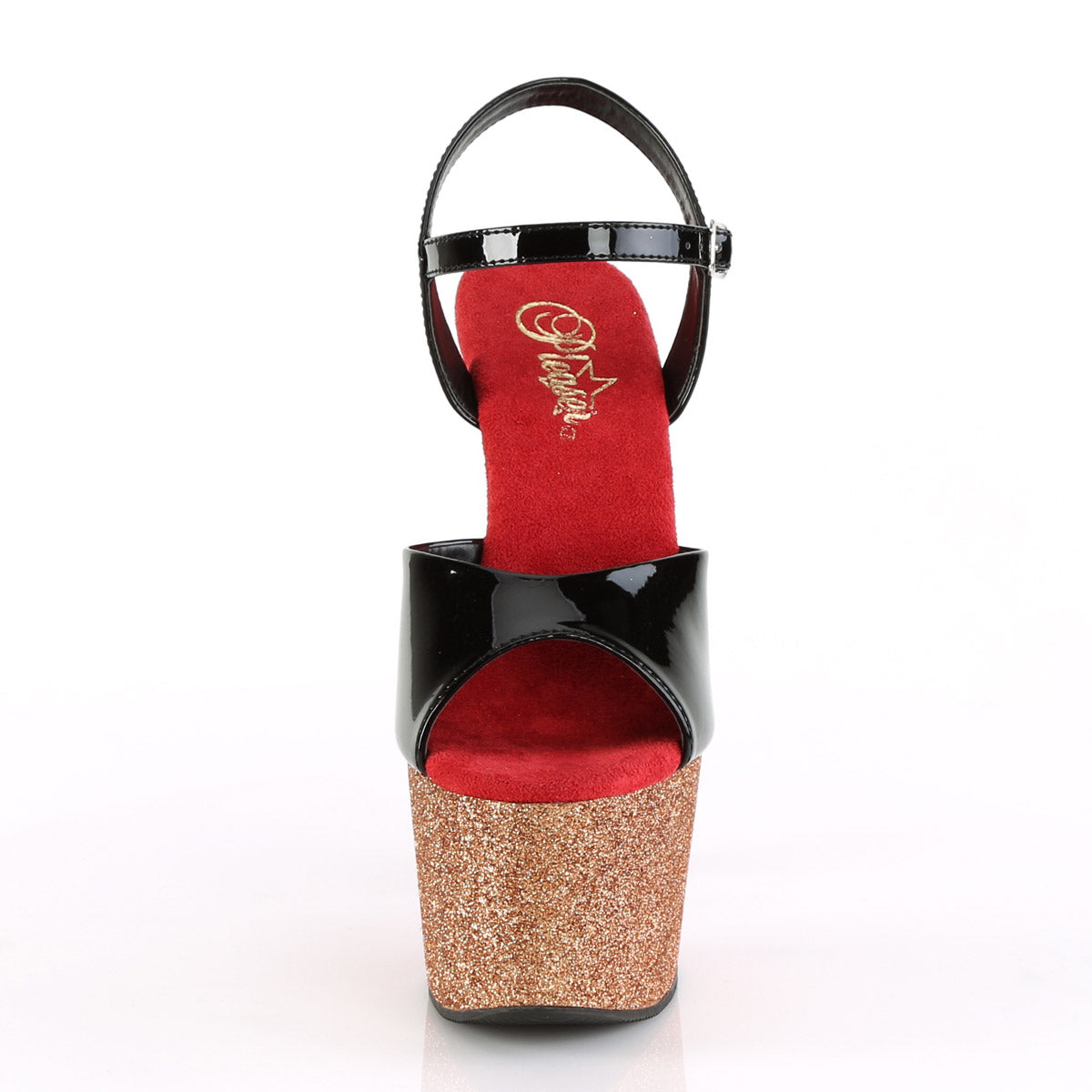 7" Heel, 2 3/4" Ombre Glittered PF Ankle Strap Sandal Pleaser Pleaser ADORE/709OMBRE