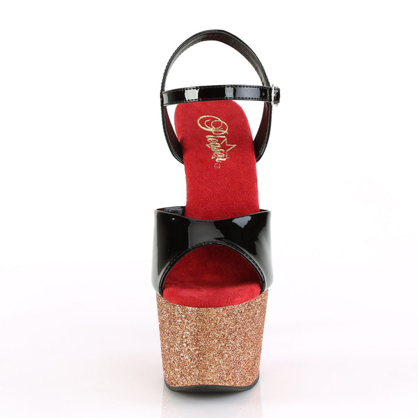 7" Heel, 2 3/4" Ombre Glittered PF Ankle Strap Sandal Pleaser Pleaser ADORE/709OMBRE