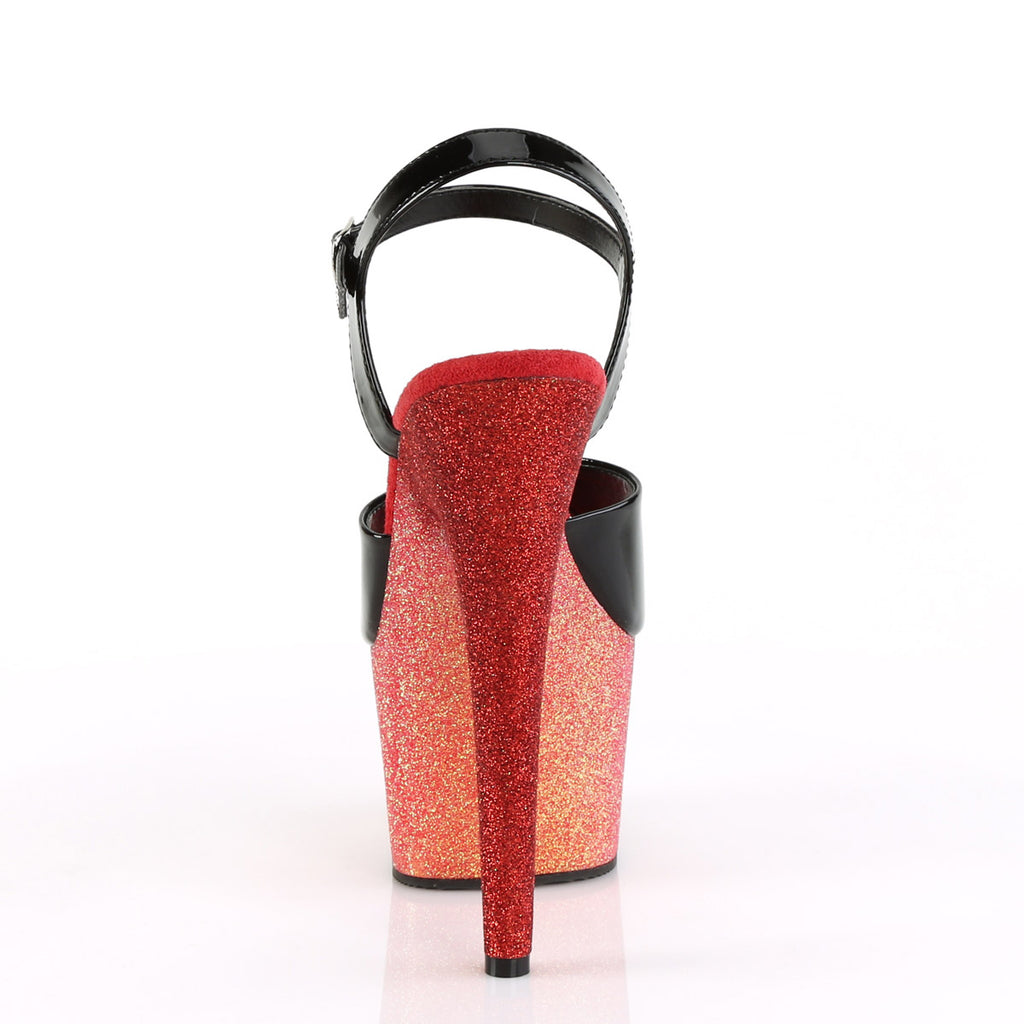 7" Heel, 2 3/4" Ombre Glittered PF Ankle Strap Sandal Pleaser Pleaser ADORE/709OMBRE