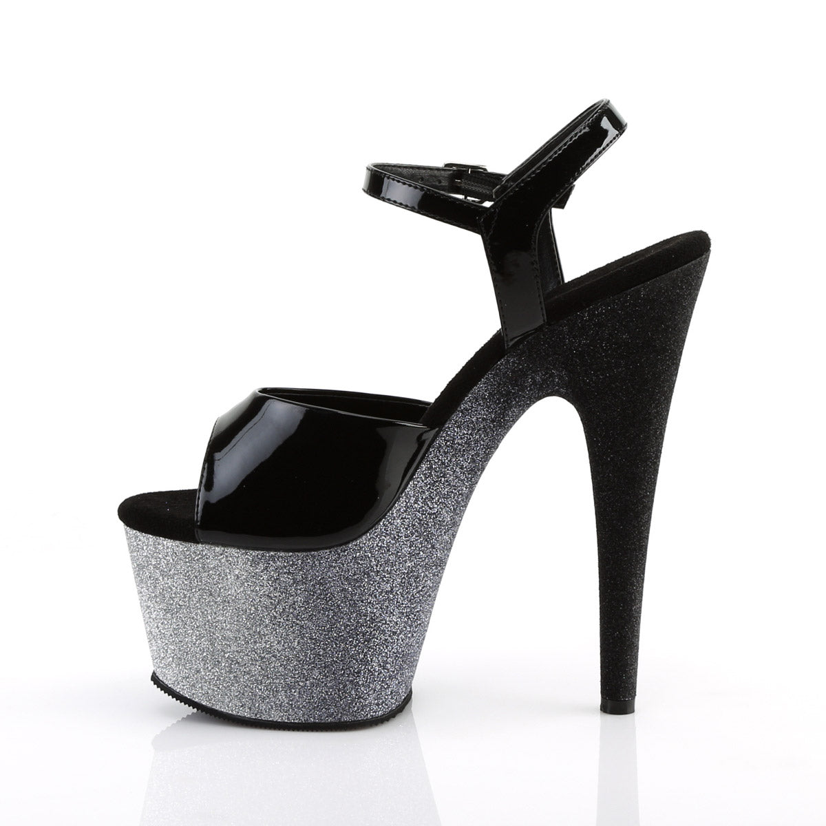 7" Heel, 2 3/4" Ombre Glittered PF Ankle Strap Sandal Pleaser Pleaser ADORE/709OMBRE