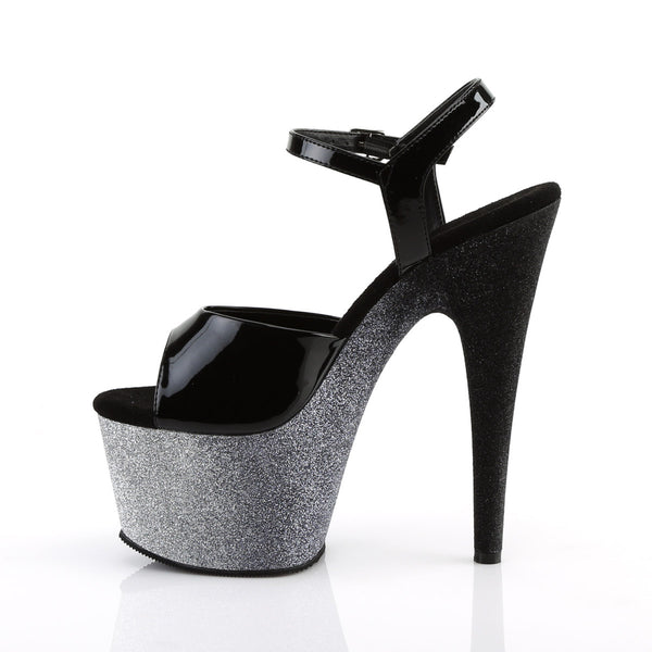 7" Heel, 2 3/4" Ombre Glittered PF Ankle Strap Sandal Pleaser Pleaser ADORE/709OMBRE