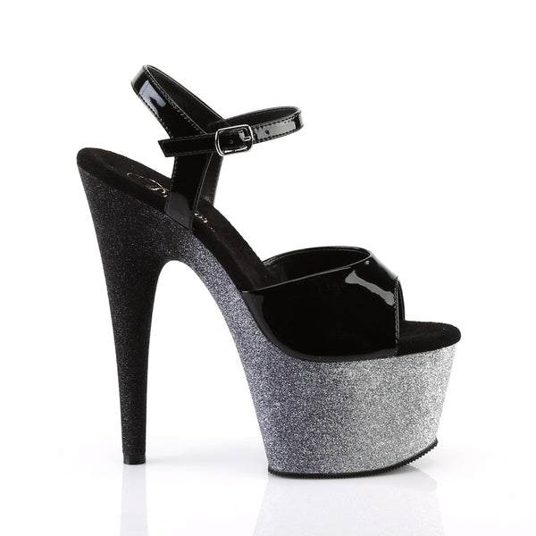 7" Heel, 2 3/4" Ombre Glittered PF Ankle Strap Sandal Pleaser Pleaser ADORE/709OMBRE