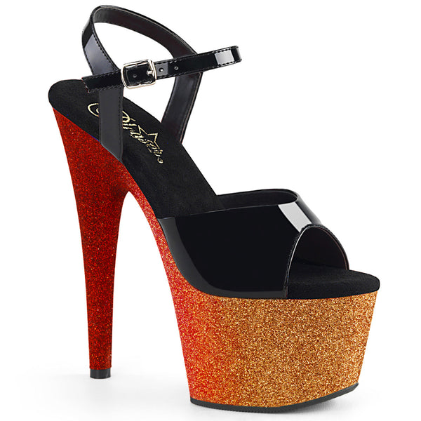 7" Heel, 2 3/4" Ombre Glittered PF Ankle Strap Sandal Pleaser Pleaser ADORE/709OMBRE