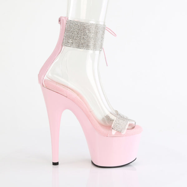 7" Heel, 2 3/4" Pf Ankle Cuff Sandal W/Rs, Back Zip Pleaser Pleaser ADORE/727RS