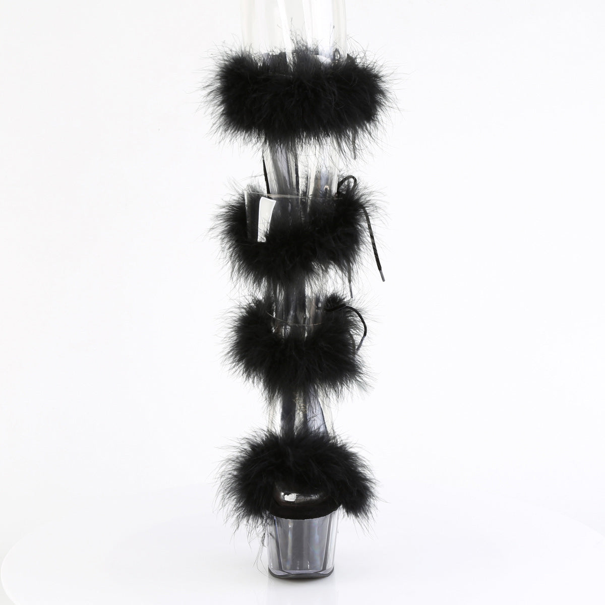 7" Heel, 2 3/4" Pf Marabou Fur Sandal, Back Zip Pleaser Pleaser ADORE/728F