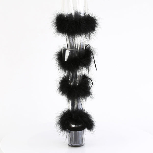 7" Heel, 2 3/4" Pf Marabou Fur Sandal, Back Zip Pleaser Pleaser ADORE/728F