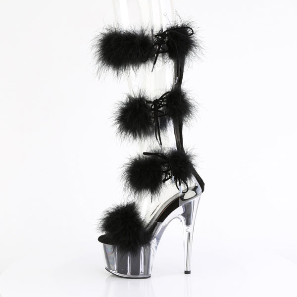 7" Heel, 2 3/4" Pf Marabou Fur Sandal, Back Zip Pleaser Pleaser ADORE/728F