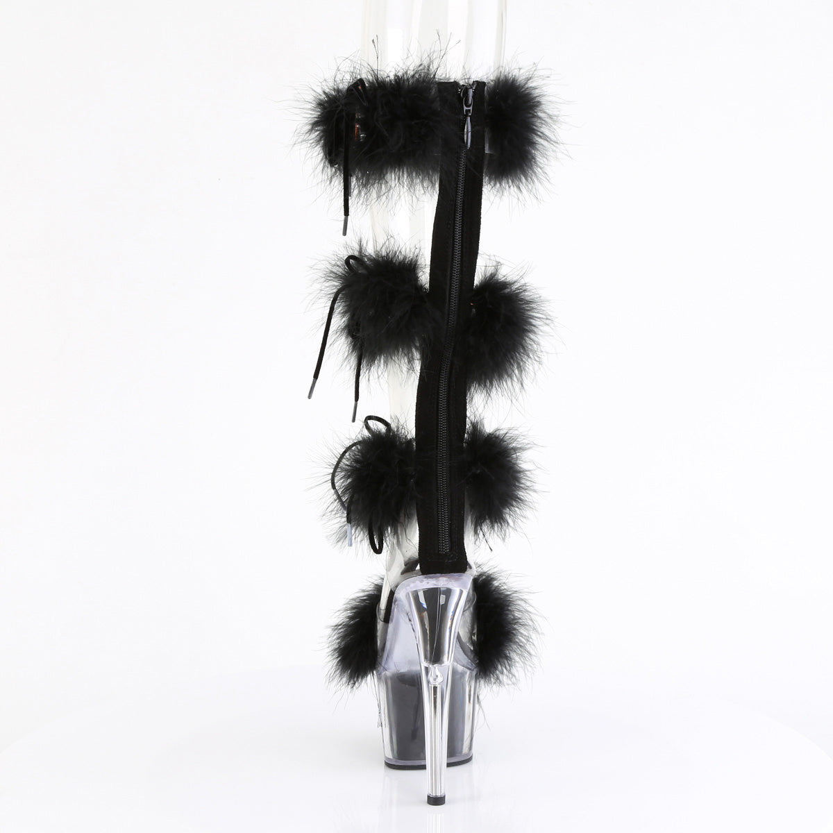 7" Heel, 2 3/4" Pf Marabou Fur Sandal, Back Zip Pleaser Pleaser ADORE/728F