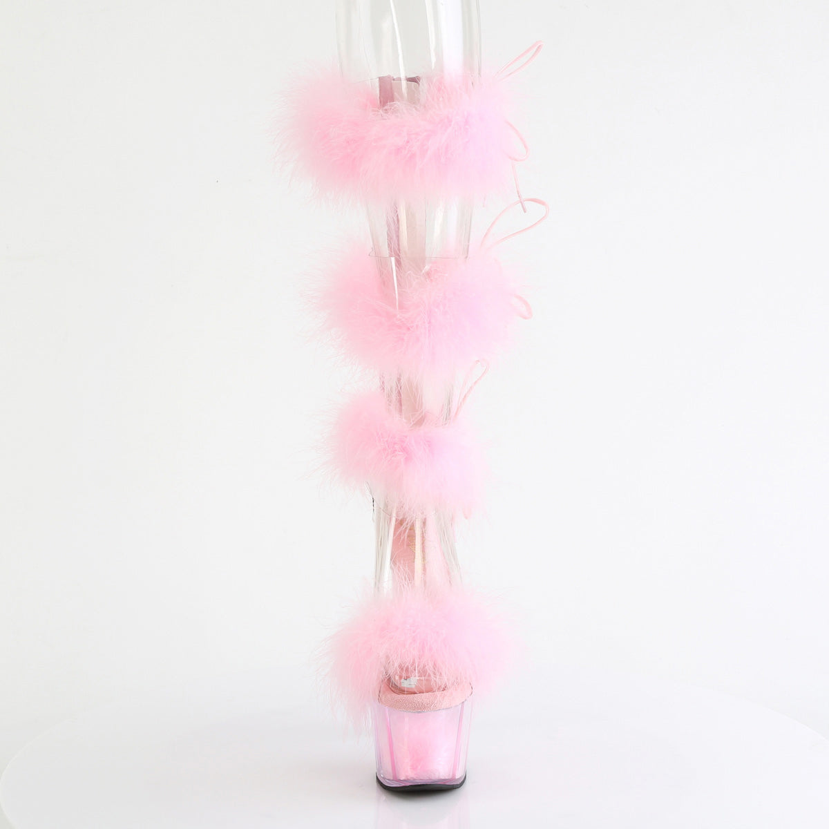 7" Heel, 2 3/4" Pf Marabou Fur Sandal, Back Zip Pleaser Pleaser ADORE/728F