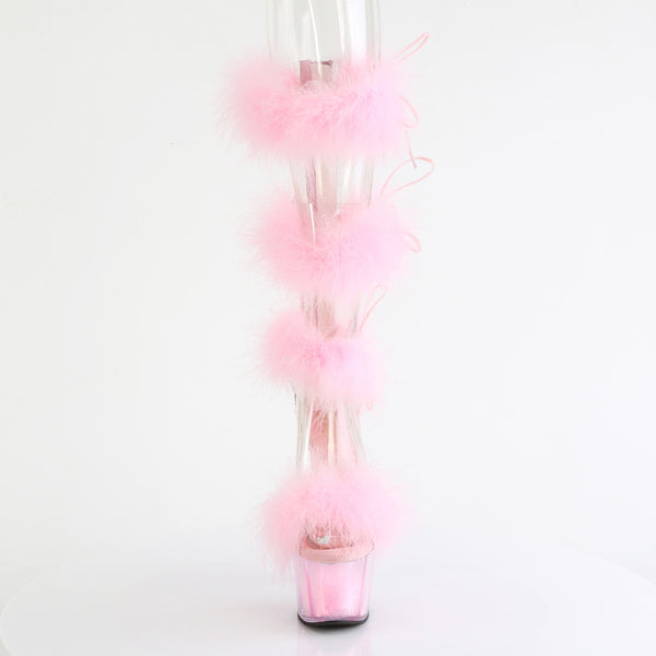7" Heel, 2 3/4" Pf Marabou Fur Sandal, Back Zip Pleaser Pleaser ADORE/728F