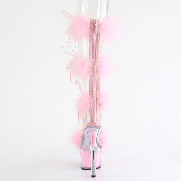 7" Heel, 2 3/4" Pf Marabou Fur Sandal, Back Zip Pleaser Pleaser ADORE/728F