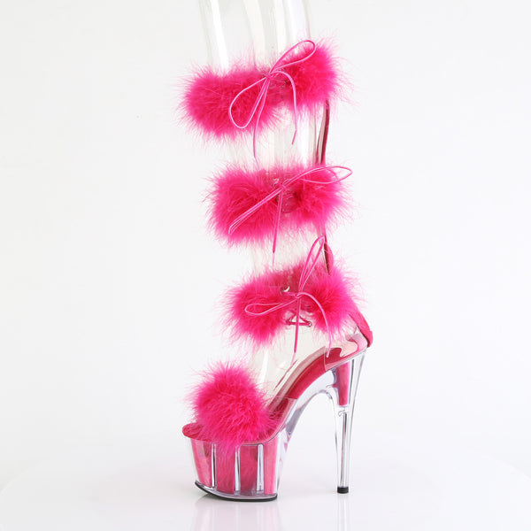 7" Heel, 2 3/4" Pf Marabou Fur Sandal, Back Zip Pleaser Pleaser ADORE/728F