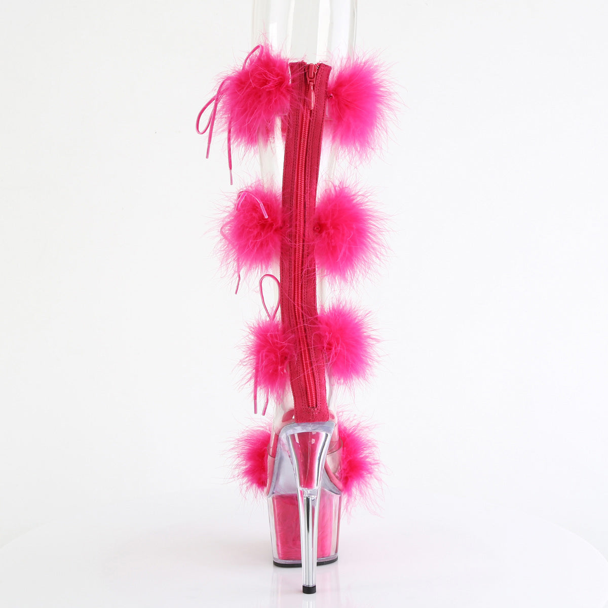 7" Heel, 2 3/4" Pf Marabou Fur Sandal, Back Zip Pleaser Pleaser ADORE/728F