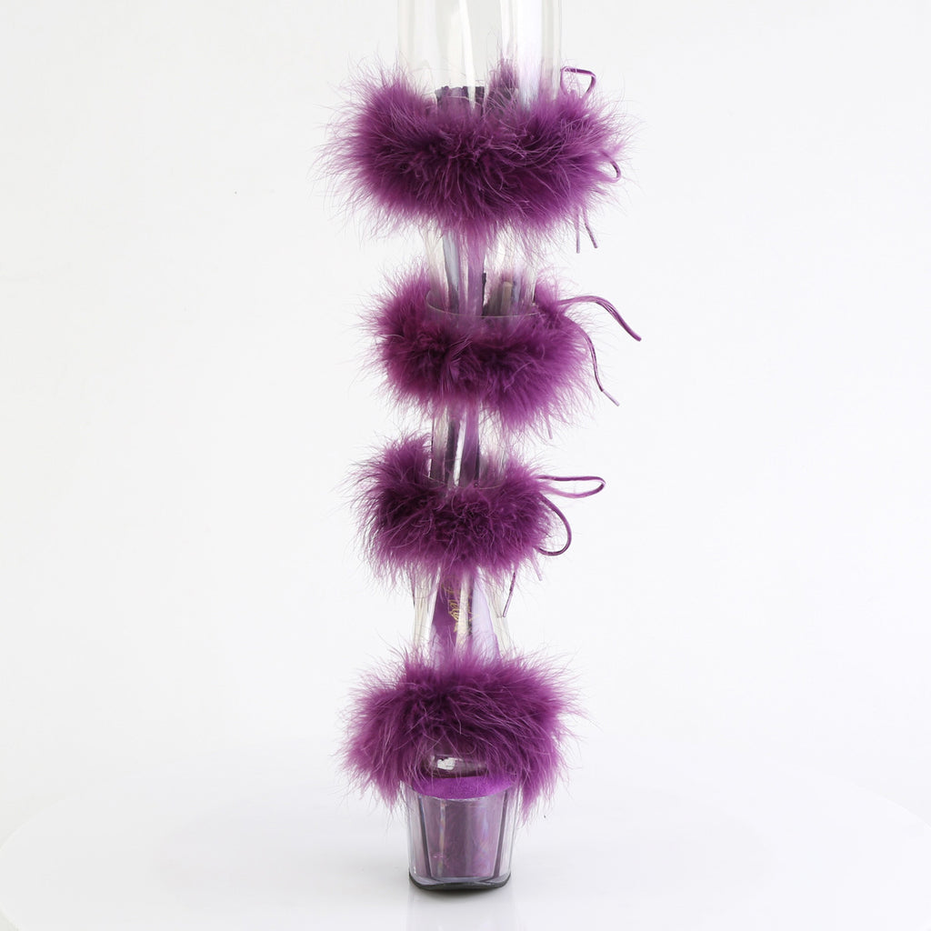 7" Heel, 2 3/4" Pf Marabou Fur Sandal, Back Zip Pleaser Pleaser ADORE/728F