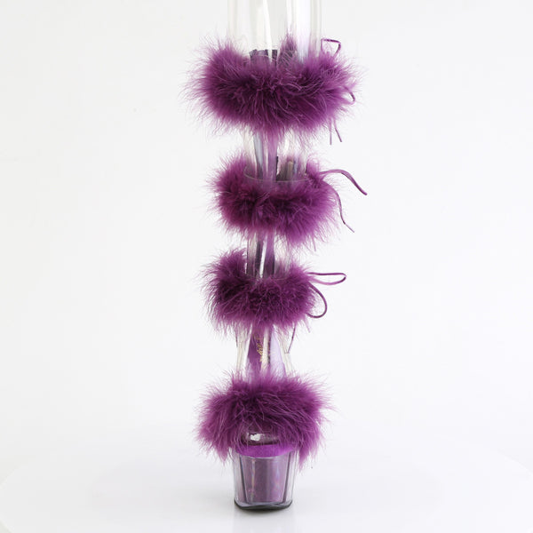 7" Heel, 2 3/4" Pf Marabou Fur Sandal, Back Zip Pleaser Pleaser ADORE/728F