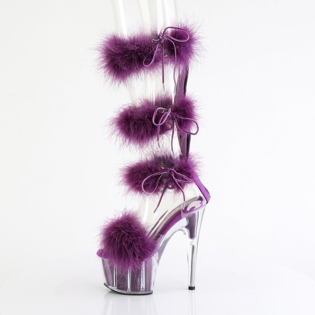 7" Heel, 2 3/4" Pf Marabou Fur Sandal, Back Zip Pleaser Pleaser ADORE/728F