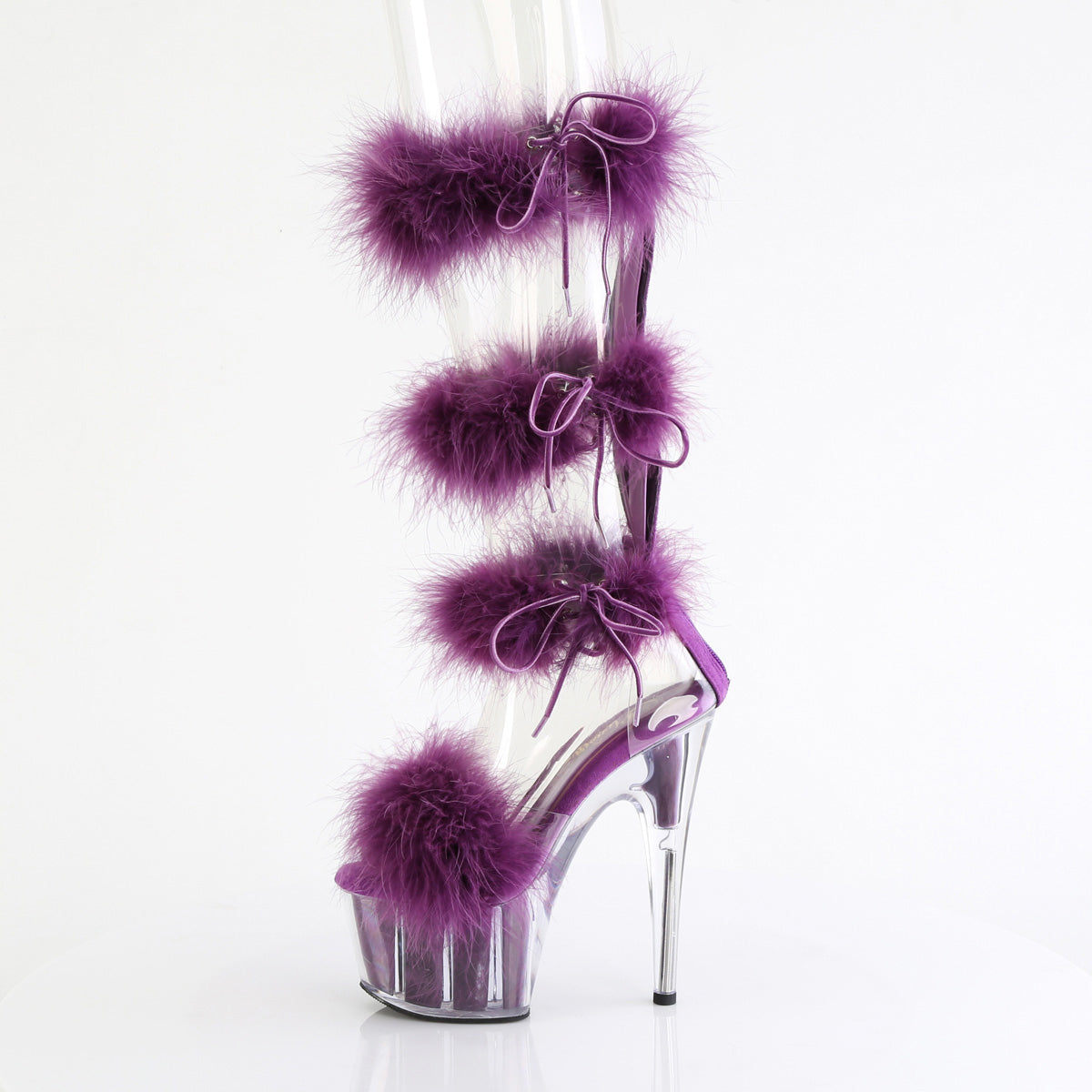 7" Heel, 2 3/4" Pf Marabou Fur Sandal, Back Zip Pleaser Pleaser ADORE/728F
