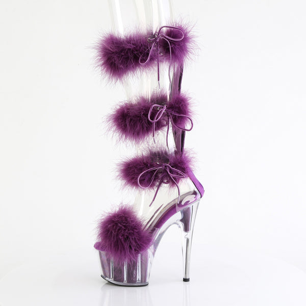 7" Heel, 2 3/4" Pf Marabou Fur Sandal, Back Zip Pleaser Pleaser ADORE/728F