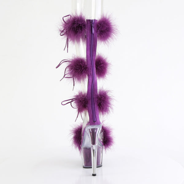 7" Heel, 2 3/4" Pf Marabou Fur Sandal, Back Zip Pleaser Pleaser ADORE/728F
