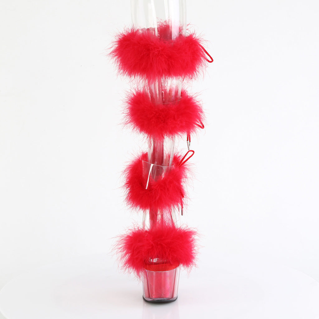 7" Heel, 2 3/4" Pf Marabou Fur Sandal, Back Zip Pleaser Pleaser ADORE/728F