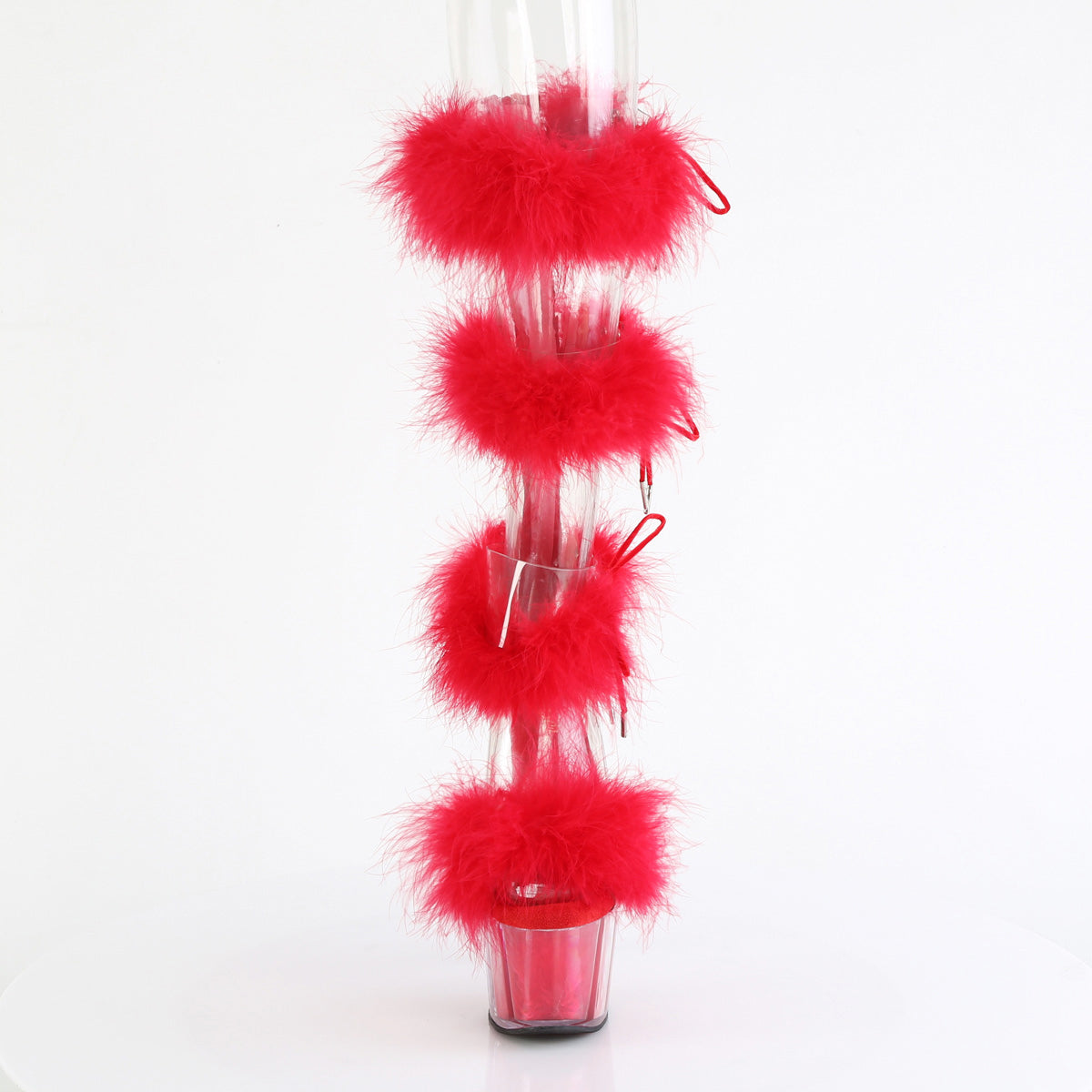 7" Heel, 2 3/4" Pf Marabou Fur Sandal, Back Zip Pleaser Pleaser ADORE/728F