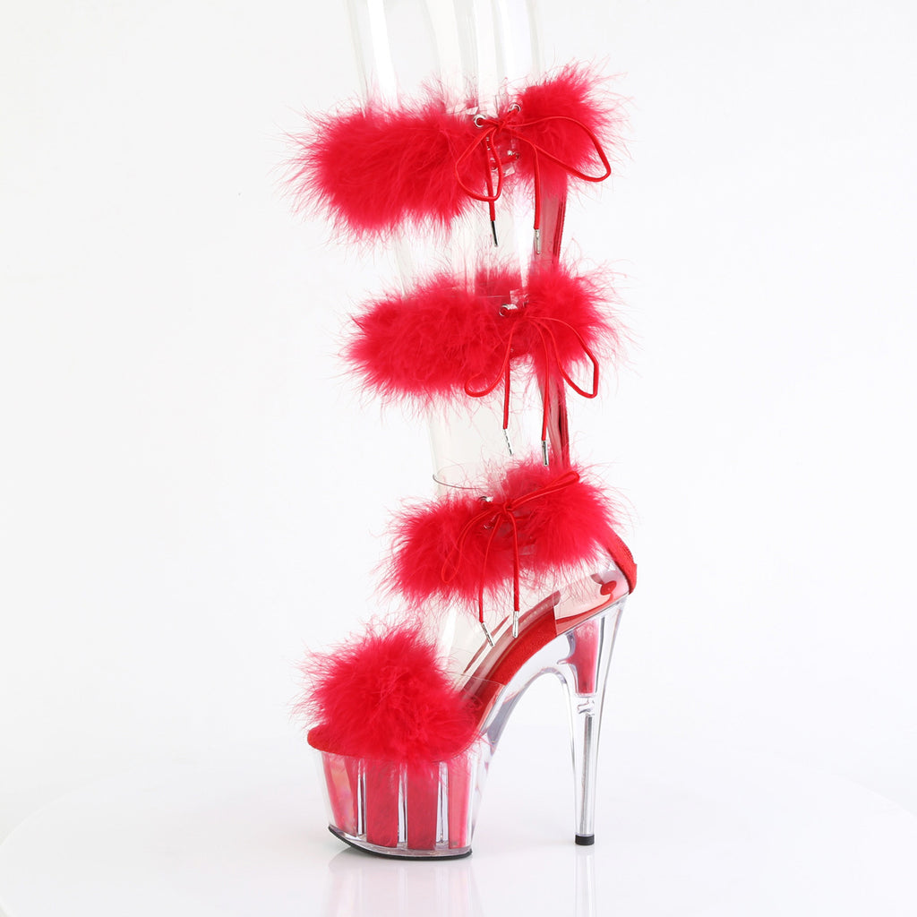7" Heel, 2 3/4" Pf Marabou Fur Sandal, Back Zip Pleaser Pleaser ADORE/728F