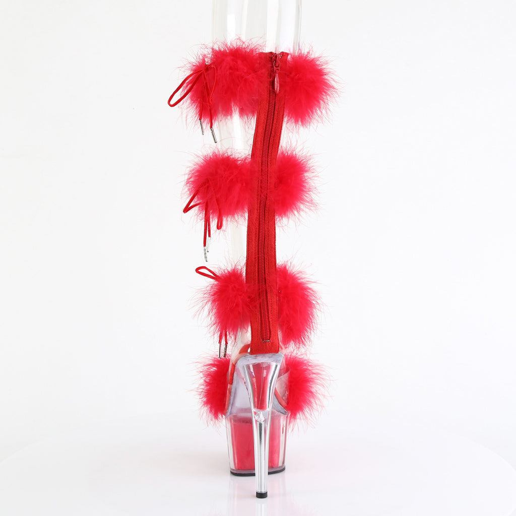 7" Heel, 2 3/4" Pf Marabou Fur Sandal, Back Zip Pleaser Pleaser ADORE/728F