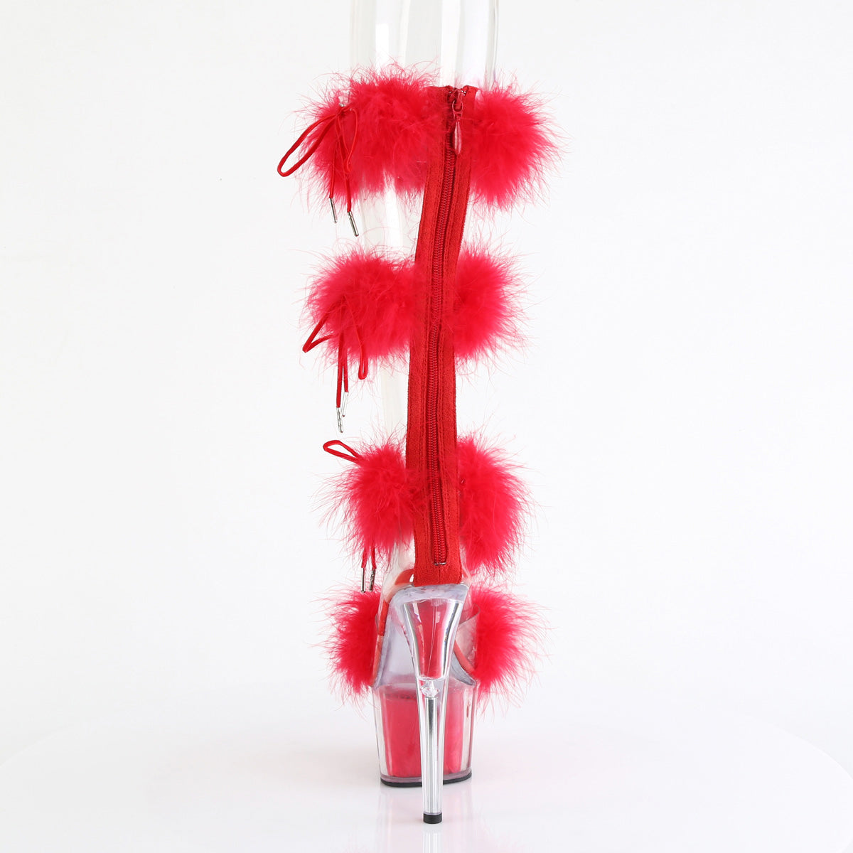7" Heel, 2 3/4" Pf Marabou Fur Sandal, Back Zip Pleaser Pleaser ADORE/728F