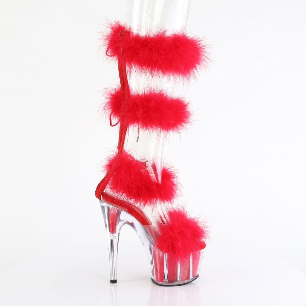 7" Heel, 2 3/4" Pf Marabou Fur Sandal, Back Zip Pleaser Pleaser ADORE/728F
