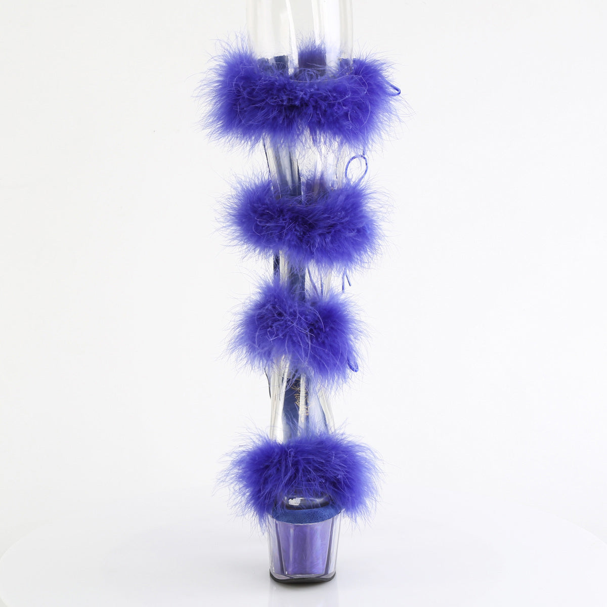 7" Heel, 2 3/4" Pf Marabou Fur Sandal, Back Zip Pleaser Pleaser ADORE/728F