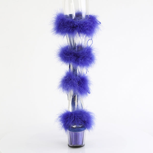 7" Heel, 2 3/4" Pf Marabou Fur Sandal, Back Zip Pleaser Pleaser ADORE/728F