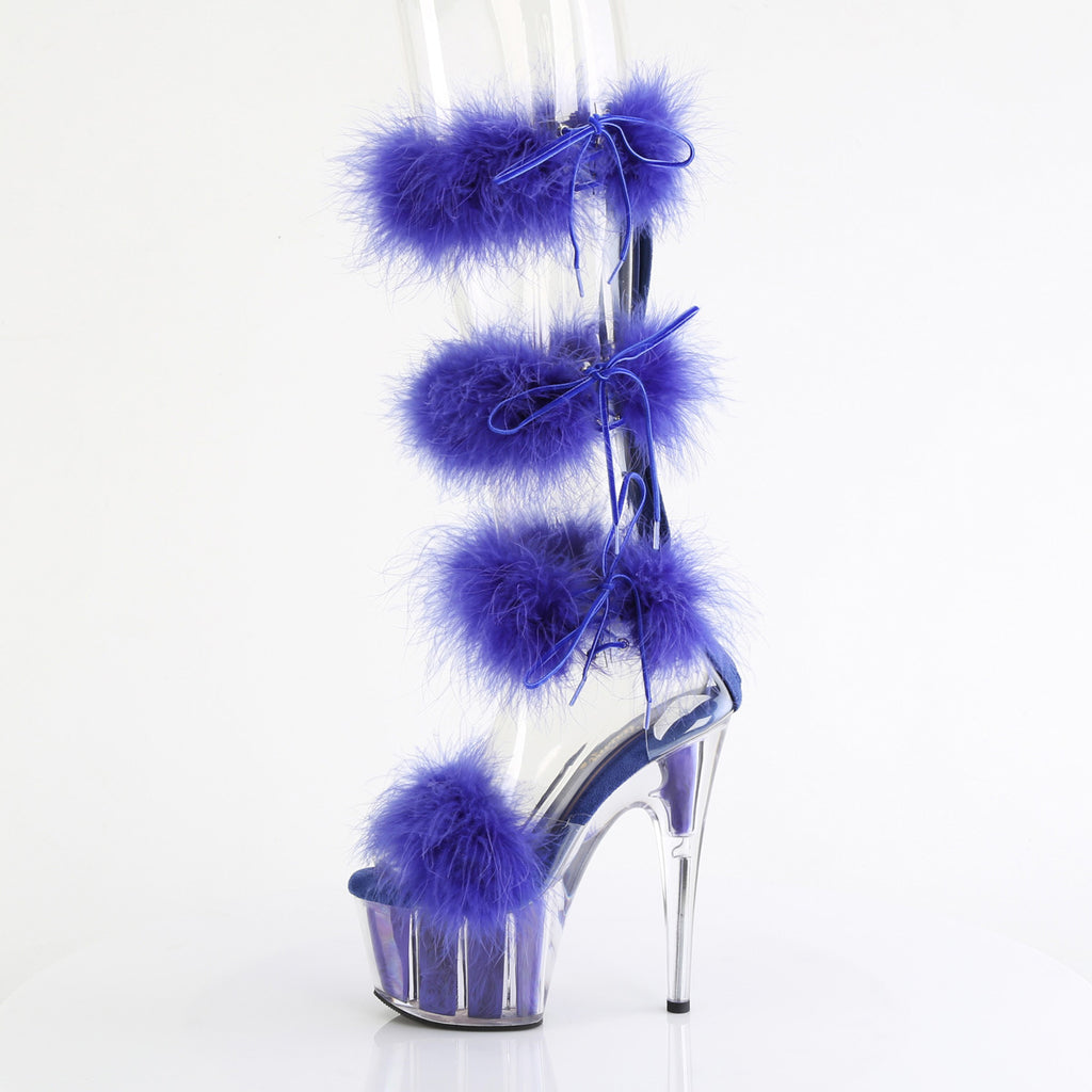 7" Heel, 2 3/4" Pf Marabou Fur Sandal, Back Zip Pleaser Pleaser ADORE/728F